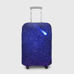 Чехол для чемодана 3D с принтом ПОЛЁТ КОМЕТЫ  в Новосибирске, 86% полиэфир, 14% спандекс | двустороннее нанесение принта, прорези для ручек и колес | вселенная | звёзды | комета | млечныйпуть | небо | ночь | сияние