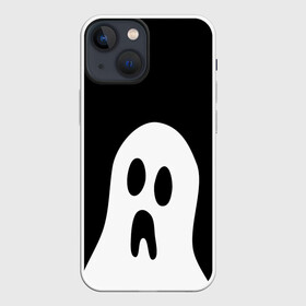 Чехол для iPhone 13 mini с принтом Привидение в Новосибирске,  |  | белый призрак | минимализм | привидение | призрак | рисунок | сверхъестественное