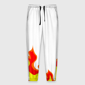 Мужские брюки 3D с принтом Огонь в Новосибирске, 100% полиэстер | манжеты по низу, эластичный пояс регулируется шнурком, по бокам два кармана без застежек, внутренняя часть кармана из мелкой сетки | желтый | красный | минимализм | огонь | пламя | пожар | ярко