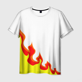 Мужская футболка 3D с принтом Огонь в Новосибирске, 100% полиэфир | прямой крой, круглый вырез горловины, длина до линии бедер | желтый | красный | минимализм | огонь | пламя | пожар | ярко