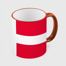 Кружка с полной запечаткой с принтом Дания | Флаг Дании в Новосибирске, керамика | ёмкость 330 мл | белый | герб | государство | дании | дания | знак | красный | крест | линии | символика | страна | флаг