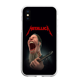 Чехол для iPhone XS Max матовый с принтом James Alan Hetfield | METALLICA (Z) в Новосибирске, Силикон | Область печати: задняя сторона чехла, без боковых панелей | james alan hetfield | kurt kobein | metallica | rock | джеймс хэтфилд | курт кобейн | металика | металлика | рок | супер звезда