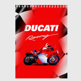 Скетчбук с принтом DUCATI / ДУКАТИ / RACING в Новосибирске, 100% бумага
 | 48 листов, плотность листов — 100 г/м2, плотность картонной обложки — 250 г/м2. Листы скреплены сверху удобной пружинной спиралью | ducati | motorcycle | motosport | racing | speed | sport | байк. | гонки | двигатель | дукати | мото | мотокросс | мотоспорт | мототриал | мотоцикл | скорость | спорт