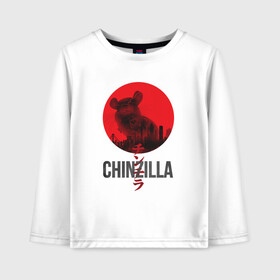 Детский лонгслив хлопок с принтом Chinzilla black в Новосибирске, 100% хлопок | круглый вырез горловины, полуприлегающий силуэт, длина до линии бедер | chinzilla | zhinzhilla | чинзилла | шинзилла | шиншилла