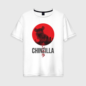 Женская футболка хлопок Oversize с принтом Chinzilla black в Новосибирске, 100% хлопок | свободный крой, круглый ворот, спущенный рукав, длина до линии бедер
 | chinzilla | zhinzhilla | чинзилла | шинзилла | шиншилла