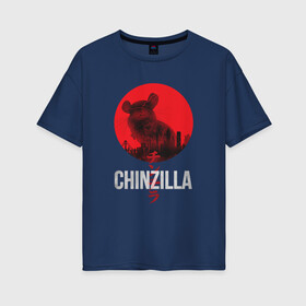 Женская футболка хлопок Oversize с принтом Chinzilla white в Новосибирске, 100% хлопок | свободный крой, круглый ворот, спущенный рукав, длина до линии бедер
 | chinchilla | chinzilla | чинзилла | шинзилла | шиншилла