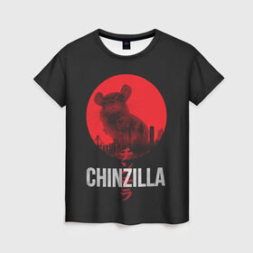 Женская футболка 3D с принтом Chinzilla red в Новосибирске, 100% полиэфир ( синтетическое хлопкоподобное полотно) | прямой крой, круглый вырез горловины, длина до линии бедер | Тематика изображения на принте: chinchilla | chinzilla | чинзилла | шинзилла | шиншилла