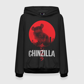 Женская толстовка 3D с принтом Chinzilla red в Новосибирске, 100% полиэстер  | двухслойный капюшон со шнурком для регулировки, мягкие манжеты на рукавах и по низу толстовки, спереди карман-кенгуру с мягким внутренним слоем. | chinchilla | chinzilla | чинзилла | шинзилла | шиншилла