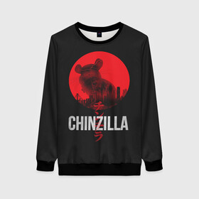 Женский свитшот 3D с принтом Chinzilla red в Новосибирске, 100% полиэстер с мягким внутренним слоем | круглый вырез горловины, мягкая резинка на манжетах и поясе, свободная посадка по фигуре | chinchilla | chinzilla | чинзилла | шинзилла | шиншилла