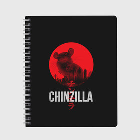 Тетрадь с принтом Chinzilla red в Новосибирске, 100% бумага | 48 листов, плотность листов — 60 г/м2, плотность картонной обложки — 250 г/м2. Листы скреплены сбоку удобной пружинной спиралью. Уголки страниц и обложки скругленные. Цвет линий — светло-серый
 | Тематика изображения на принте: chinchilla | chinzilla | чинзилла | шинзилла | шиншилла