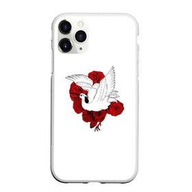 Чехол для iPhone 11 Pro Max матовый с принтом Аист на фоне красных роз в Новосибирске, Силикон |  | аист | птица | птицы | розы | цветы