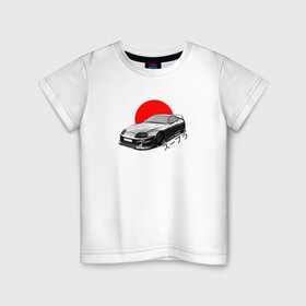 Детская футболка хлопок с принтом JDM Toyota Supra в Новосибирске, 100% хлопок | круглый вырез горловины, полуприлегающий силуэт, длина до линии бедер | drift | japan | jdm | supra | tokio | toyota | дрифт | ждм | машина | супра | тойота | токио | япония