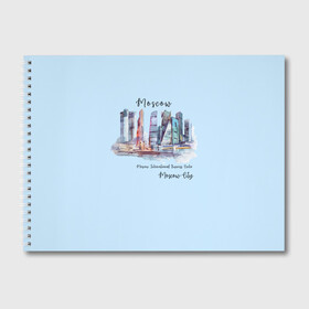 Альбом для рисования с принтом Москва-Сити в Новосибирске, 100% бумага
 | матовая бумага, плотность 200 мг. | Тематика изображения на принте: город | москва | набережная | сити