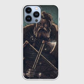 Чехол для iPhone 13 Pro Max с принтом Викинг в Новосибирске,  |  | бородач | викинг | воин | воин с топорами | рисунок | топоры