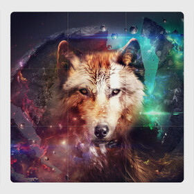 Магнитный плакат 3Х3 с принтом Грозный Волк в Новосибирске, Полимерный материал с магнитным слоем | 9 деталей размером 9*9 см | волк | грозный волк | дикий зверь | зверь | рисунок | хищник