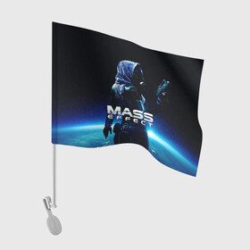 Флаг для автомобиля с принтом MASS EFFECT ТАЛИ ЗОРА в Новосибирске, 100% полиэстер | Размер: 30*21 см | галактика | игра | кварианка | корабль | космос | косплей | нормандия | тали