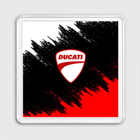 Магнит 55*55 с принтом DUCATI | ДУКАТИ БРЫЗГИ в Новосибирске, Пластик | Размер: 65*65 мм; Размер печати: 55*55 мм | ducati | moto | motocycle | racing | sport | дукати | мото | мотоспорт | мотоцикл | рейсинг | спорт