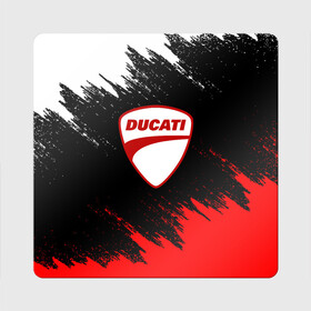 Магнит виниловый Квадрат с принтом DUCATI | ДУКАТИ БРЫЗГИ в Новосибирске, полимерный материал с магнитным слоем | размер 9*9 см, закругленные углы | ducati | moto | motocycle | racing | sport | дукати | мото | мотоспорт | мотоцикл | рейсинг | спорт