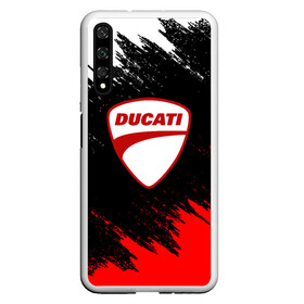 Чехол для Honor 20 с принтом DUCATI | ДУКАТИ БРЫЗГИ в Новосибирске, Силикон | Область печати: задняя сторона чехла, без боковых панелей | Тематика изображения на принте: ducati | moto | motocycle | racing | sport | дукати | мото | мотоспорт | мотоцикл | рейсинг | спорт