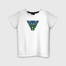 Детская футболка хлопок с принтом Milwaukee Bucks лого в Новосибирске, 100% хлопок | круглый вырез горловины, полуприлегающий силуэт, длина до линии бедер | basketball | milwaukee bucks | sport | бакс | баскетбол | милуоки | спорт