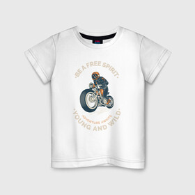 Детская футболка хлопок с принтом свободный дух в Новосибирске, 100% хлопок | круглый вырез горловины, полуприлегающий силуэт, длина до линии бедер | Тематика изображения на принте: beard | biker | davidson | harley | motorcycle | old school | racer | retro | rider | urban | vintage | байкер | борода | винтаж | гонщик | городской | дэвидсон | мотоцикл | ретро | старая школа | харлей