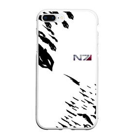 Чехол для iPhone 7Plus/8 Plus матовый с принтом MASS EFFECT ПОСЛЕДНИЙ БОЙ(БЕЛ) в Новосибирске, Силикон | Область печати: задняя сторона чехла, без боковых панелей | Тематика изображения на принте: война | жнецы | игра | космос | массэфект | нормандия | цитадель | шепард | шутер