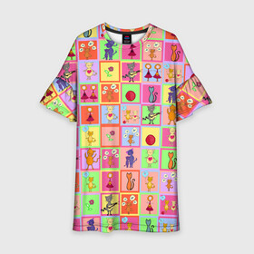 Детское платье 3D с принтом Хороший день в Новосибирске, 100% полиэстер | прямой силуэт, чуть расширенный к низу. Круглая горловина, на рукавах — воланы | девочки | дружба | котики | разноцветный | рыбка | счастье | узор | цветочный | шарики