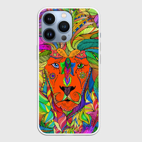 Чехол для iPhone 13 Pro с принтом Лев шаман в Новосибирске,  |  | Тематика изображения на принте: большие кошки. | волшебство | глаза | джунгли | животные | знак зодиака | лев | магия | мистика | перья | саванна | узоры | хищник | хозяин | царь зверей | шаман | эзотерика