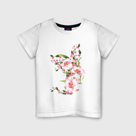 Детская футболка хлопок с принтом Прекрасные лилии в Новосибирске, 100% хлопок | круглый вырез горловины, полуприлегающий силуэт, длина до линии бедер | лилии | прекрасные лилии | растения | розовые цветы | цветы