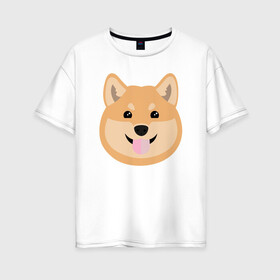 Женская футболка хлопок Oversize с принтом Shiba art в Новосибирске, 100% хлопок | свободный крой, круглый ворот, спущенный рукав, длина до линии бедер
 | akita | art | dog | inu | shiba | акита | арт | ину | сиба | собака | шиба