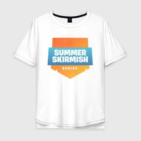 Мужская футболка хлопок Oversize с принтом Summer Skirmish в Новосибирске, 100% хлопок | свободный крой, круглый ворот, “спинка” длиннее передней части | epic games | games | королевская битва | лето | фортнайт