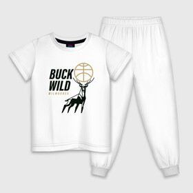 Детская пижама хлопок с принтом Buck Wild в Новосибирске, 100% хлопок |  брюки и футболка прямого кроя, без карманов, на брюках мягкая резинка на поясе и по низу штанин
 | antetokounmpo | basketball | bucks | giannis | milwaukee | mvp | nba | sport | streetball | адетокумбо | бакс | баскетбол | игра | милуоки | мяч | нба | олень | спорт | стритбол | тренер | чемпион | янис