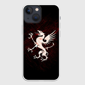 Чехол для iPhone 13 mini с принтом Грифон в Новосибирске,  |  | griffin | red paint | white griffin | белый грифон | грифон | красная краска