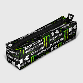 Пенал школьный 3D с принтом KAWASAKI X MONSTER ENERGY в Новосибирске, 100% полиэстер | плотная ткань, застежка на молнии | Тематика изображения на принте: kawasaki | monster energy | motorcycle | motosport | racing | speed | sport | байк | гонки | двигатель | кавасаки | монстер энерджи. | мото | мотокросс | мотоспорт | мототриал | мотоцикл | скорость | спорт