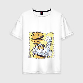 Женская футболка хлопок Oversize с принтом Наука может всё в Новосибирске, 100% хлопок | свободный крой, круглый ворот, спущенный рукав, длина до линии бедер
 | динозавр | лапы | наука | плакат | робот | руки