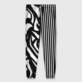 Женские брюки 3D с принтом Зебрик в Новосибирске, полиэстер 100% | прямой крой, два кармана без застежек по бокам, с мягкой трикотажной резинкой на поясе и по низу штанин. В поясе для дополнительного комфорта — широкие завязки | абстракция | геометрия | полоса | полоска | полосы | черно белое | черный