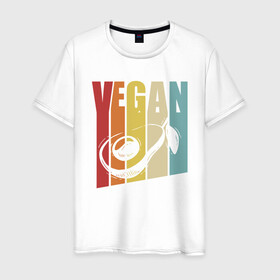 Мужская футболка хлопок с принтом Vegan в Новосибирске, 100% хлопок | прямой крой, круглый вырез горловины, длина до линии бедер, слегка спущенное плечо. | green | greenpaece | nature | sport | vegan | yoga | веган | вегетарианец | гринпис | еда | животные | жизнь | здоровье | зеленый | йога | мир | овощи | пища | планета | природа | растение | спорт | тело | фрукты