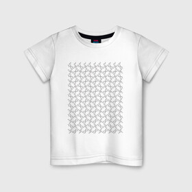 Детская футболка хлопок с принтом Пазл в Новосибирске, 100% хлопок | круглый вырез горловины, полуприлегающий силуэт, длина до линии бедер | игра | очертания | пазл | сетка | элементы
