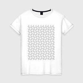 Женская футболка хлопок с принтом Пазл в Новосибирске, 100% хлопок | прямой крой, круглый вырез горловины, длина до линии бедер, слегка спущенное плечо | игра | очертания | пазл | сетка | элементы
