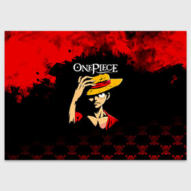 Поздравительная открытка с принтом Луффи One Piece. Большой куш в Новосибирске, 100% бумага | плотность бумаги 280 г/м2, матовая, на обратной стороне линовка и место для марки
 | anime | manga | monkey d. luffy | one piece | аниме | большой куш | ван пис | вон пис | гол д. роджер | кайдо | король пиратов | луфи | луффи | манга | манки д. луффи | нами | нико робин | пират | портгас д. эйс | ророноа зоро