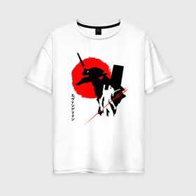 Женская футболка хлопок Oversize с принтом ЕВА-02 | RED SUN в Новосибирске, 100% хлопок | свободный крой, круглый ворот, спущенный рукав, длина до линии бедер
 | anime | eva | evangelion | nerv | аниме | анимэ | ева | евангилион | нерв | роботы | рэй | синдзи | япония