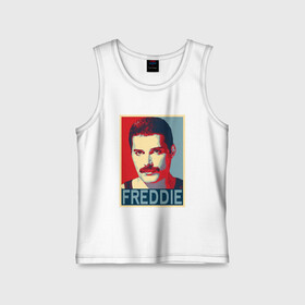 Детская майка хлопок с принтом Freddie в Новосибирске,  |  | alternative | metall | music | queen | qween | rock | альтернатива | квин | куин | металл | музыка | рок | фредди меркьюри