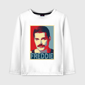 Детский лонгслив хлопок с принтом Freddie в Новосибирске, 100% хлопок | круглый вырез горловины, полуприлегающий силуэт, длина до линии бедер | alternative | metall | music | queen | qween | rock | альтернатива | квин | куин | металл | музыка | рок | фредди меркьюри