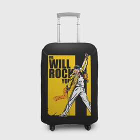 Чехол для чемодана 3D с принтом We will rock you в Новосибирске, 86% полиэфир, 14% спандекс | двустороннее нанесение принта, прорези для ручек и колес | alternative | metall | music | queen | qween | rock | альтернатива | квин | куин | металл | музыка | рок | фредди меркьюри