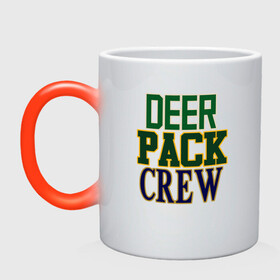 Кружка хамелеон с принтом Deer Pack Crew в Новосибирске, керамика | меняет цвет при нагревании, емкость 330 мл | Тематика изображения на принте: antetokounmpo | basketball | bucks | giannis | milwaukee | mvp | nba | sport | streetball | адетокумбо | бакс | баскетбол | игра | милуоки | мяч | нба | олень | спорт | стритбол | тренер | чемпион | янис