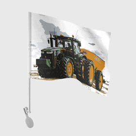 Флаг для автомобиля с принтом JOHN DEERE I Джон Дир! в Новосибирске, 100% полиэстер | Размер: 30*21 см | john deere | агроном | джон дир | земля | природа | работяга. | сельскохозяйственная техника | трактор | тракторист | труд