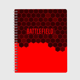 Тетрадь с принтом Battlefield 2042 - Hexagon в Новосибирске, 100% бумага | 48 листов, плотность листов — 60 г/м2, плотность картонной обложки — 250 г/м2. Листы скреплены сбоку удобной пружинной спиралью. Уголки страниц и обложки скругленные. Цвет линий — светло-серый
 | Тематика изображения на принте: 2042 | battle | battlefield | fps | game | games | logo | portal | royale | shooter | батлфилд | битва | игра | игры | королевская | лого | портал | соты | шутер