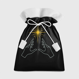 Подарочный 3D мешок с принтом Звезда В руках На черном Фоне в Новосибирске, 100% полиэстер | Размер: 29*39 см | black | hands | silhouette | student | symbol | top | trending | yellow | в топе | в тренде | жёлтый | руки | силуэт | символ | студент | черный