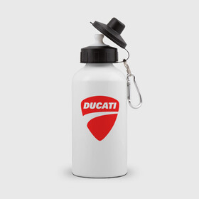 Бутылка спортивная с принтом DUCATI ДУКАТИ ЭМБЛЕМА в Новосибирске, металл | емкость — 500 мл, в комплекте две пластиковые крышки и карабин для крепления | ducati | moto | motocycle | racing | sport | дукати | мото | мотоспорт | мотоцикл | рейсинг | спорт