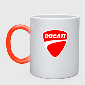 Кружка хамелеон с принтом DUCATI ДУКАТИ ЭМБЛЕМА в Новосибирске, керамика | меняет цвет при нагревании, емкость 330 мл | ducati | moto | motocycle | racing | sport | дукати | мото | мотоспорт | мотоцикл | рейсинг | спорт